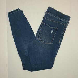 SPANX Skinny Jean Jeggings Blue Distress Style Size Medium Pull-On